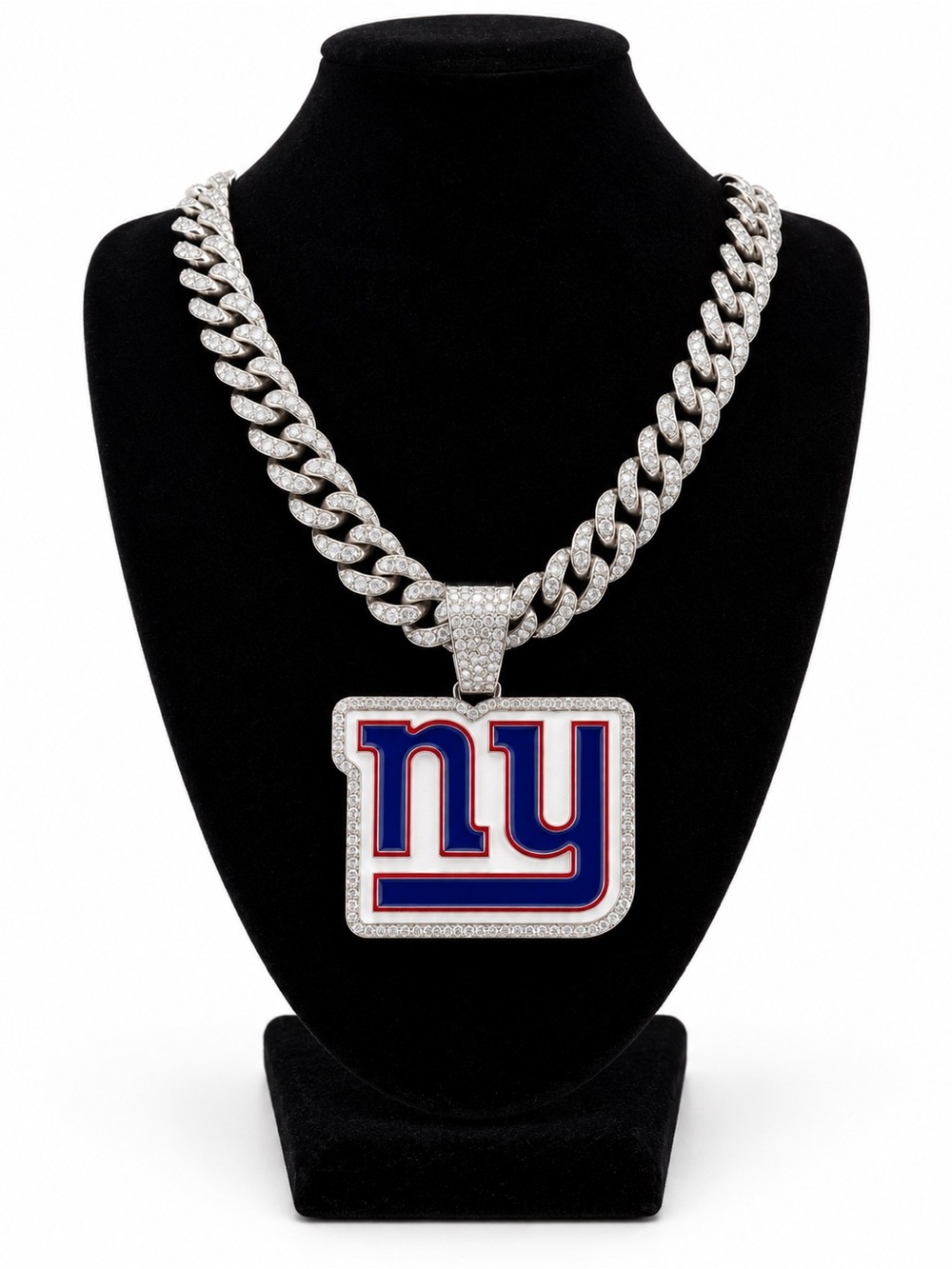 New York Giants Iced Out Cuban Link Chain Necklace NFL Football NY Pendant